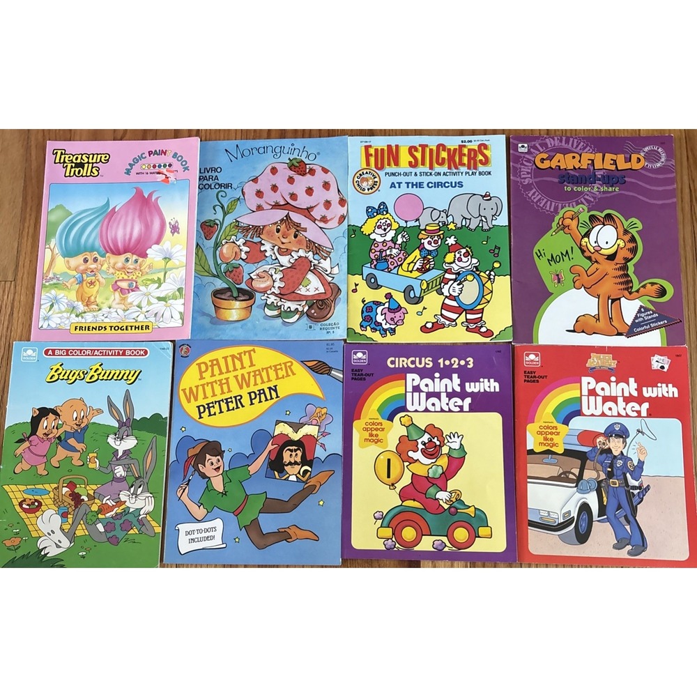 Vintage Paint With Water Books Sticker Coloring Activity Books 99% Unused Or New